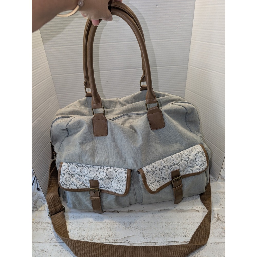Mudd Overnight Travel Bag Canvas & Lace Bohemian Hippie Cottage